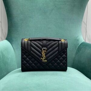 🔥YSL🔥 ENVELOPE MEDIUM CHAIN BAG IN SUPPLE MATELASSÉ LEATHER